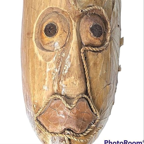 Wood Tribal Mask Wall Hanging Set Of 2 - Picture 3 of 8